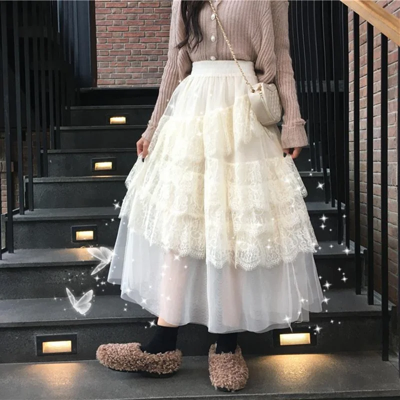 Women's  Lace Purfle Irregular Skirt