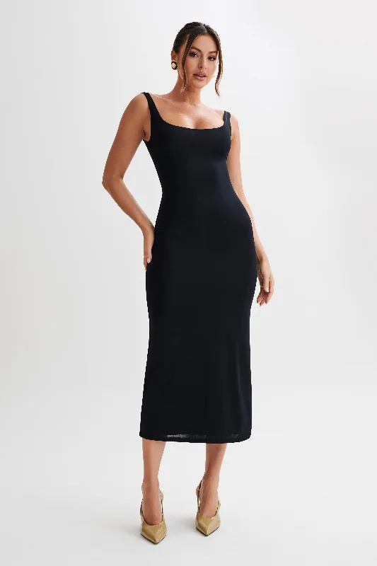 Augustine Slinky Scoop Midi Dress - Black