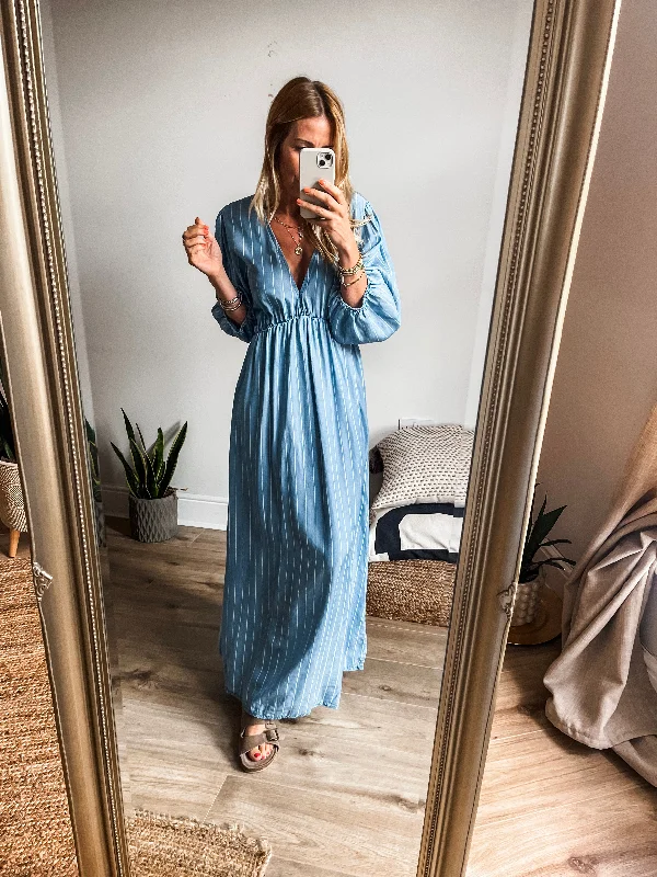 Long Sleeve Chambray Maxi Dress