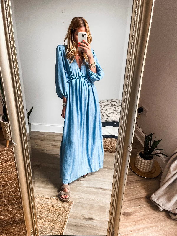 Long Sleeve Chambray Maxi Dress