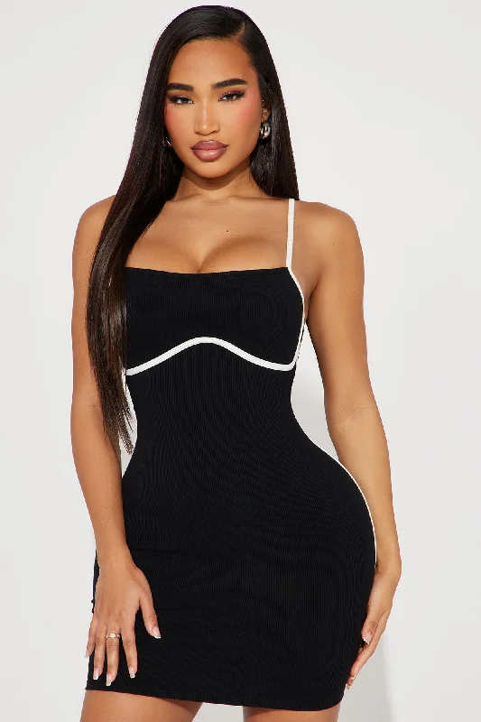 Lovergirl Ribbed Micro Mini Dress - Black/White