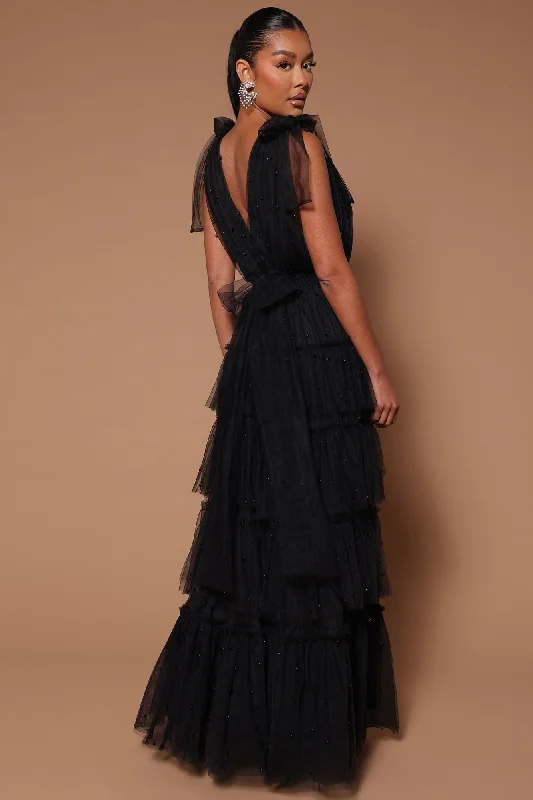 Nya Tulle Maxi Dress - Black