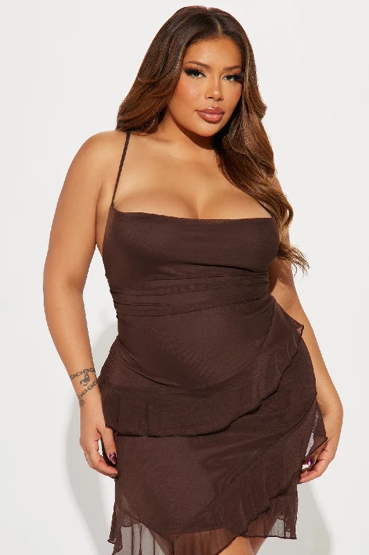 Sunkissed Mesh Mini Dress - Chocolate