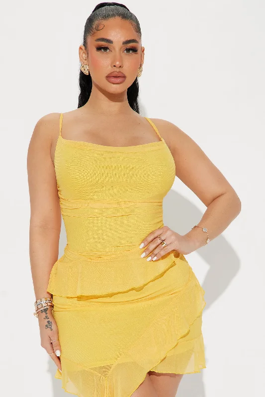 Sunkissed Mesh Mini Dress - Yellow