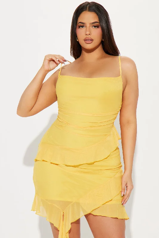 Sunkissed Mesh Mini Dress - Yellow