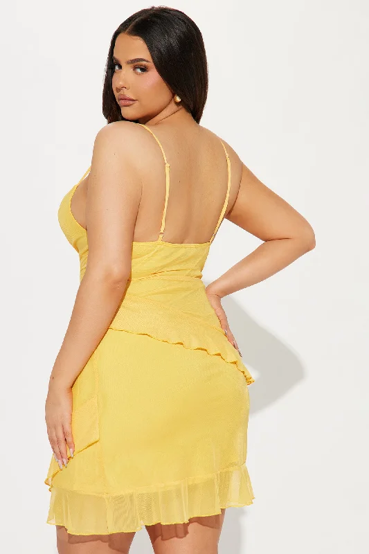 Sunkissed Mesh Mini Dress - Yellow